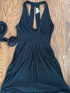 Vintage Black Diesel Halter Dress | Convertible Tie-Back Style Size XS
